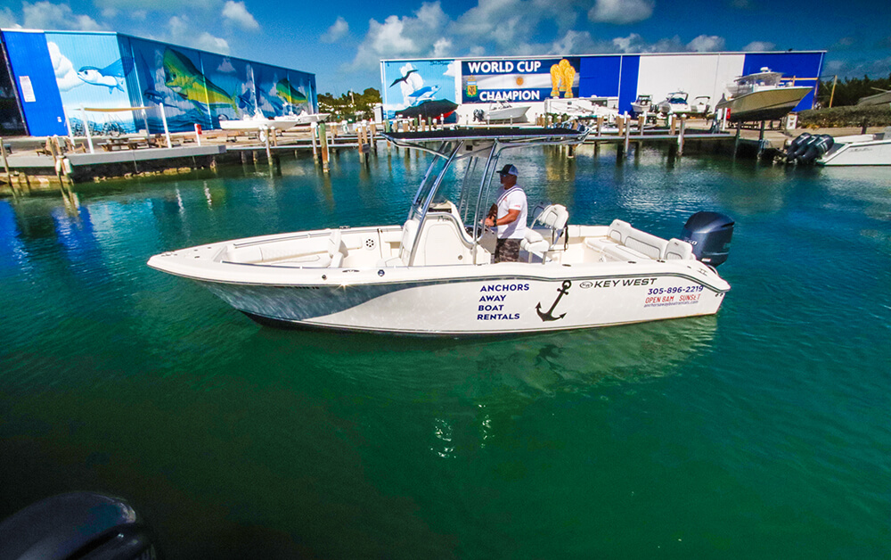 An image of Boat #14 - 24′ KEY WEST from Anchors Away Boat Rentals