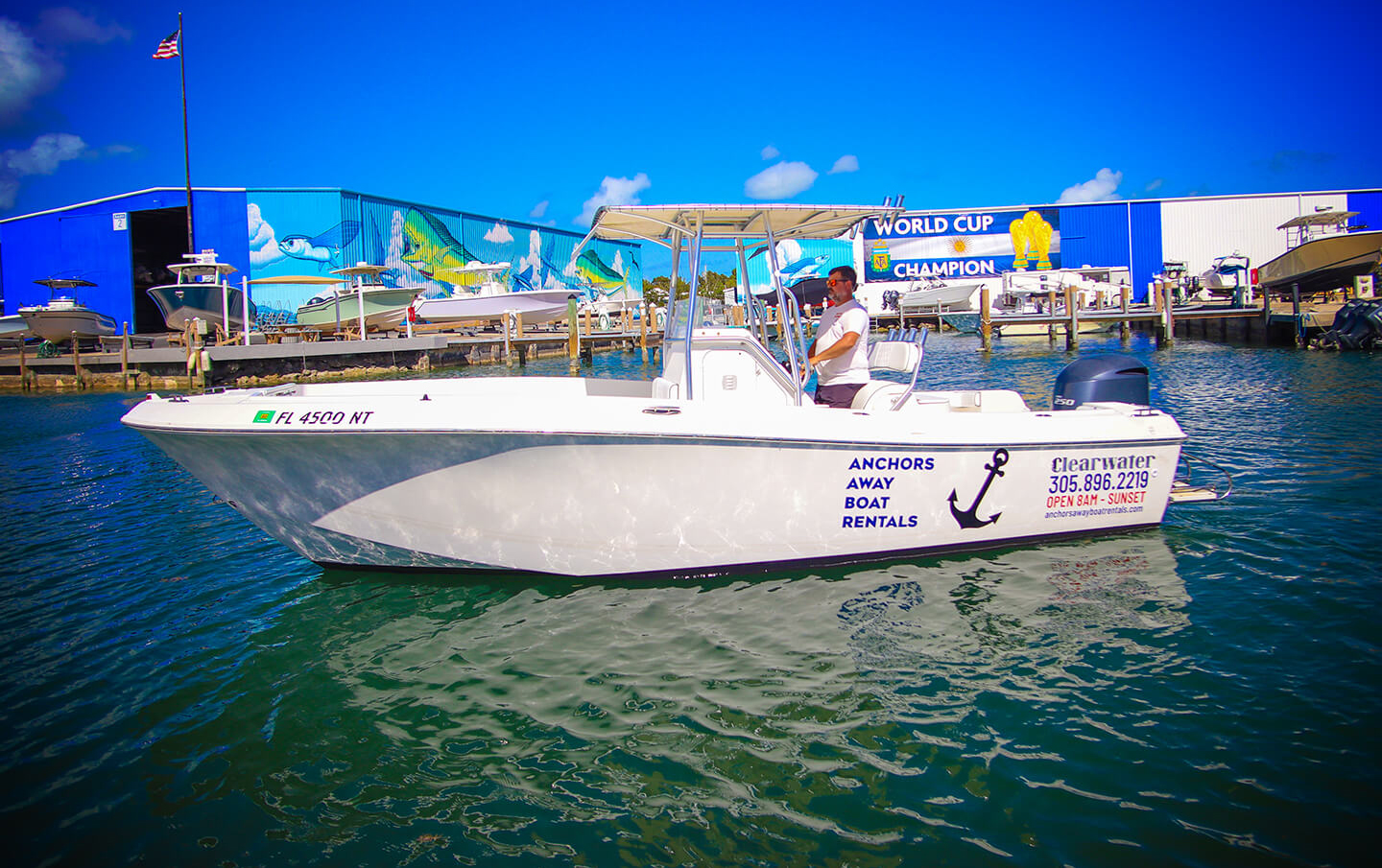 An image of Boat #9 - 23’ CLEARWATER from Anchors Away Boat Rentals